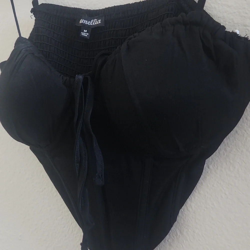 Camellia Black Cropped Corset Top - Picture 4 of 6